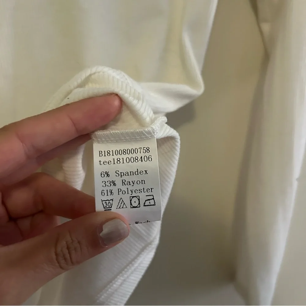 Shein Tops Soft Cream and White Fitted Neutral Stretchy Minimalist Basic Shirts - Picture 11 of 15